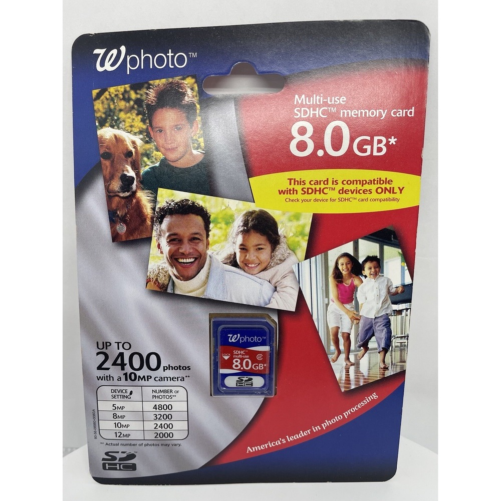 W Photo‎ 8GB SDHC Memory Card Walgreen Memory Card 8.0 Gigabytes NEW